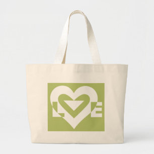 Love in Sage Green Large Tote Bag