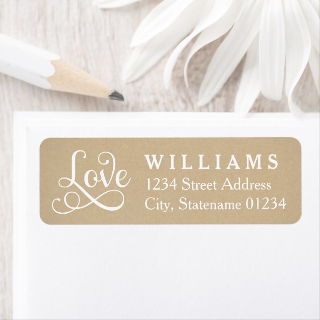 Love in Script Rustic Kraft Wedding Return Address (Insitu)