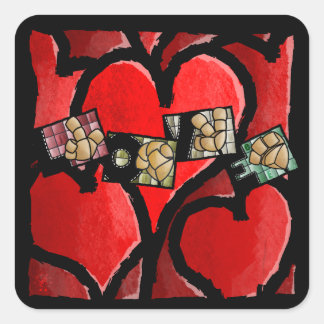 LOVE in sign language – Heart Cushion Square Sticker