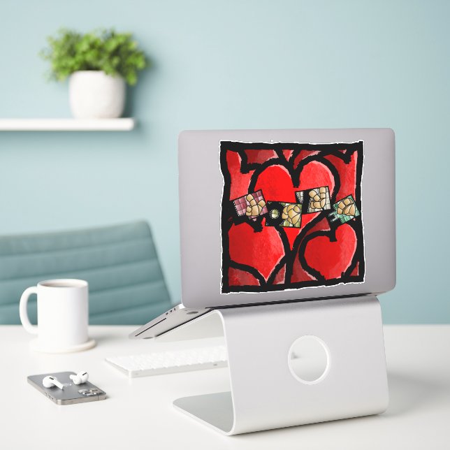 LOVE in sign language – Heart Pillow (Laptop On Desk)