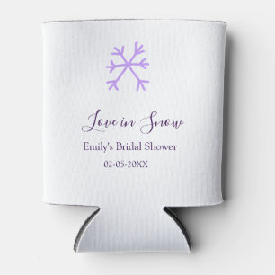 Love in Snow bridal shower purple snowflakes paste Can Cooler