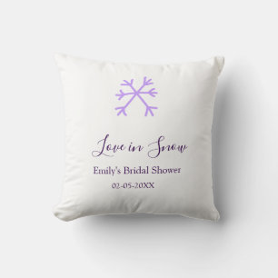 Love in Snow bridal shower purple snowflakes paste Cushion