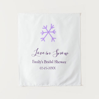 Love in Snow bridal shower purple snowflakes paste Tapestry