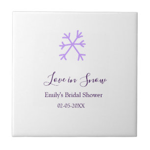 Love in Snow bridal shower purple snowflakes paste Tile