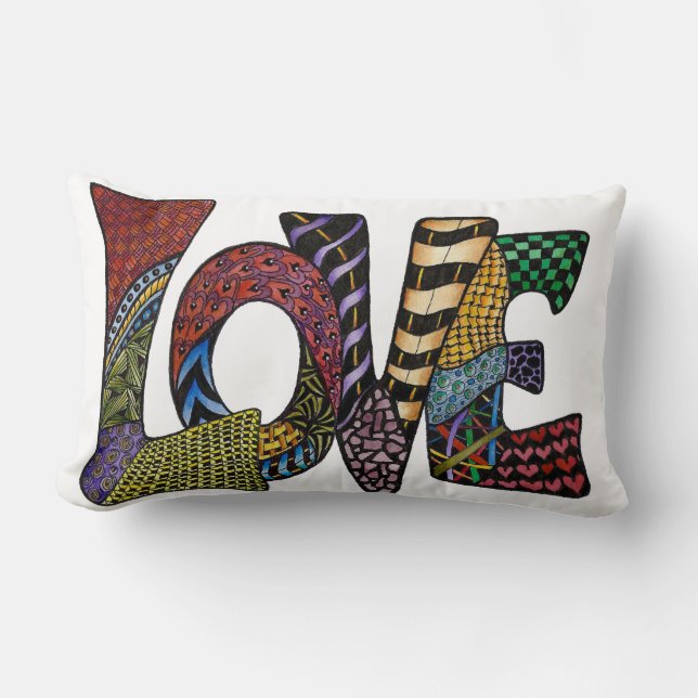 Love in Tangled Colourful Design Throw Pillow (Front)