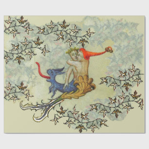 LOVE IN THE ABYSS Mermaid and Triton Valentine Day Wrapping Paper