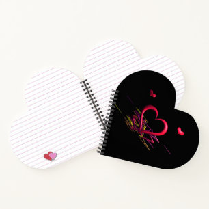 Love in the Darkness Heart Shaped Spiral Notebook