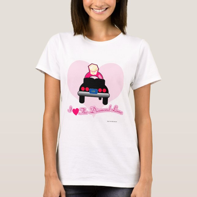 Love in the Diamond Lane Bridal Slogan Wedding T-Shirt (Front)