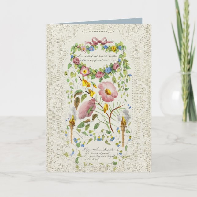 Love in the Hearts Vintage Valentine Holiday Card (Front)