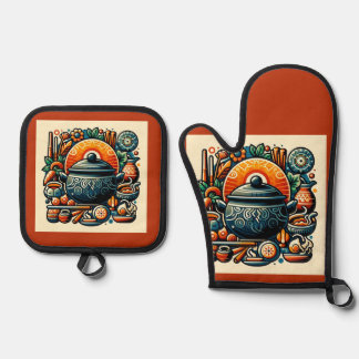 Love in the Kitchen: Silver Quilted Oven Mitt with & Pot Holder Set