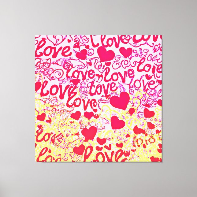 Love in Vibrant Colour Pattern Canvas Print (Front)