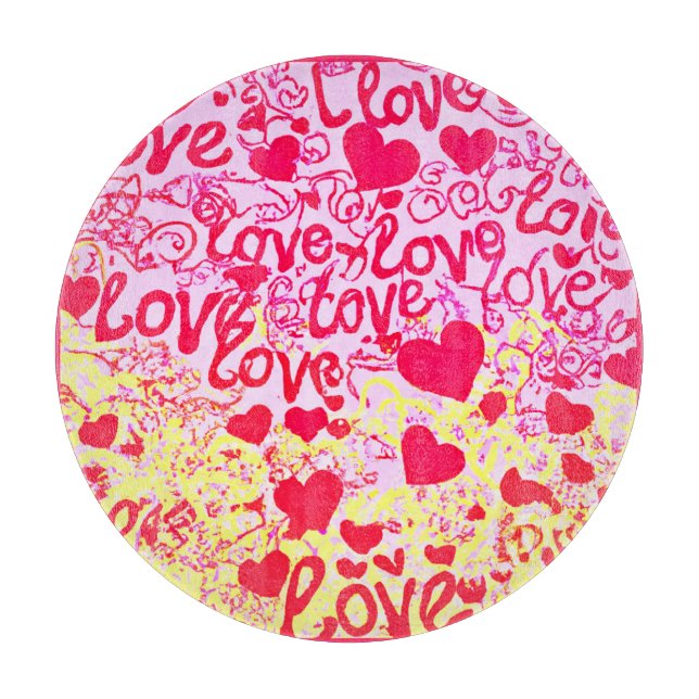 Love in Vibrant Colour Pattern Cutting Board (Front)