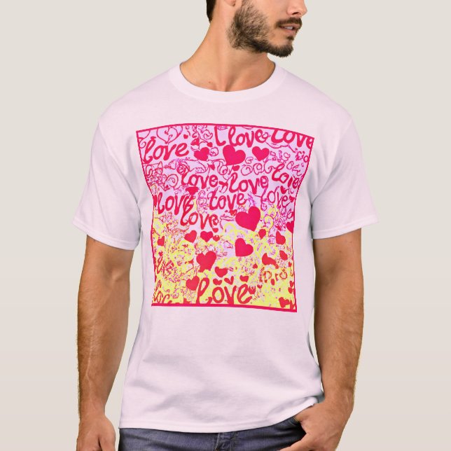 Love in Vibrant Colour Pattern T-Shirt (Front)