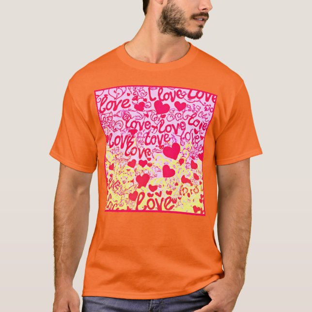 Love in Vibrant Colour Pattern T-Shirt (Front)