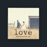 Love in Vintage Typewriter Text with Photo Acrylic Tray<br><div class="desc">This stylish serving tray features the word "love" in vintage style typewriter text,  with your own personal photo and room for your names and wedding year.</div>