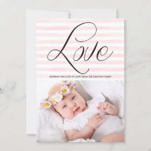 Love in Watercolor Stripes Valentine's Day Card