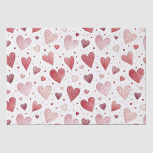 Love in Watercolor - Whimsical Heart Pattern Tissue Paper