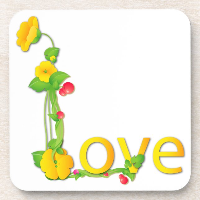 Love in Yellow Flowers Coaster (Front)