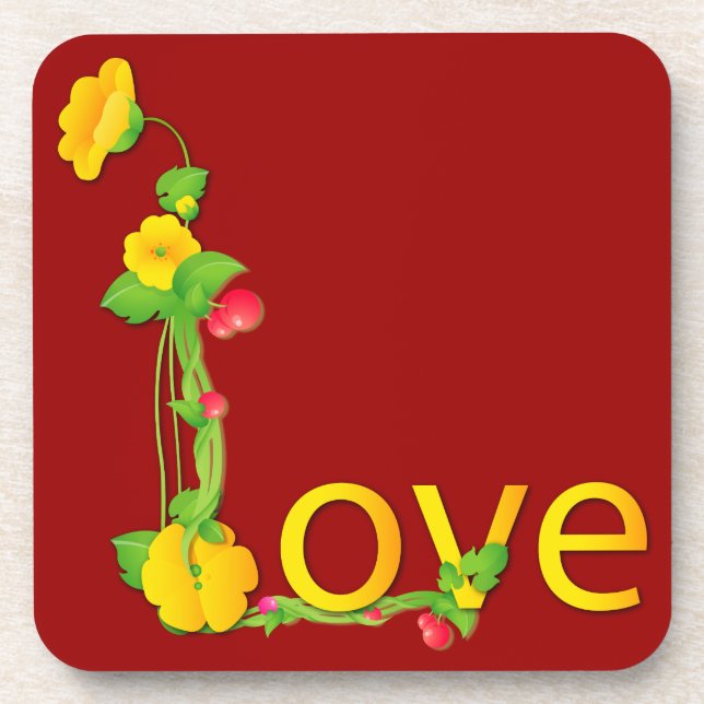 Love in Yellow Flowers Coaster (Front)