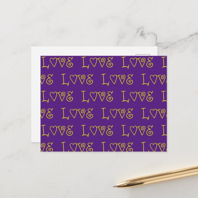 LOVE in yellow Holiday Postcard (Front/Back In Situ)