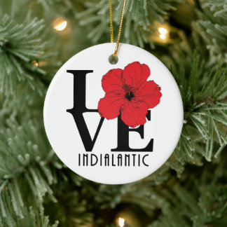 LOVE Indialantic Red Hibiscus Ceramic Tree Decoration