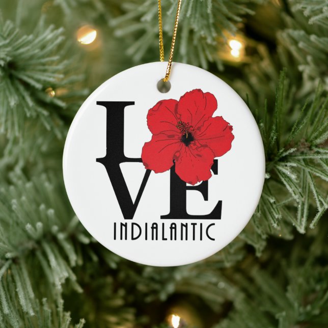LOVE Indialantic Red Hibiscus Ceramic Tree Decoration (Tree)