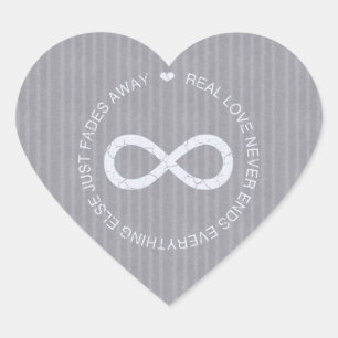 Love Infinity grey stripe Heart Sticker