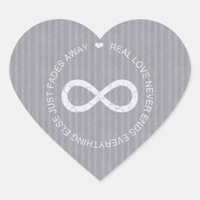 Love Infinity grey stripe Heart Sticker (Front)