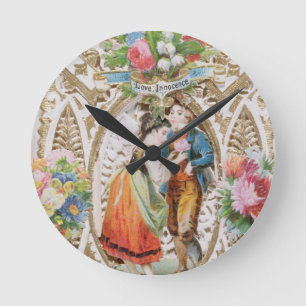 Love, Innocence, Valentine card, c.1870 (colour li Round Clock