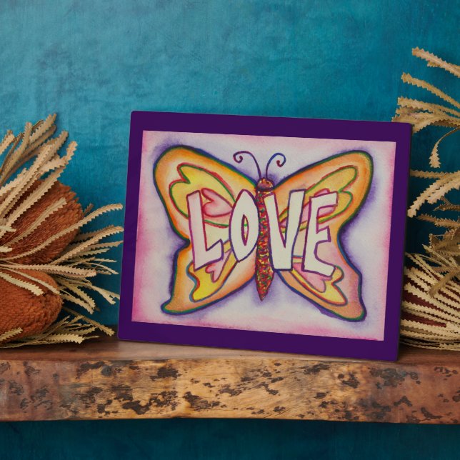 Love Inspirational Butterfly Painting Gift Plaque (Side)