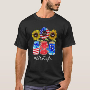 Love Inspire Heal Er Life Nurse Sunflower Jars 4th T-Shirt