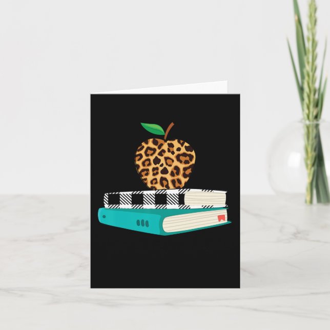 Love Inspire Leopard Print Apple Teacher Funny Gif Card (Front)