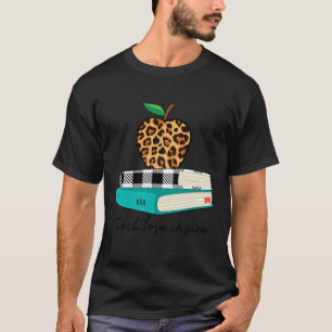 Love Inspire Leopard Print Apple Teacher Funny Gif T-Shirt