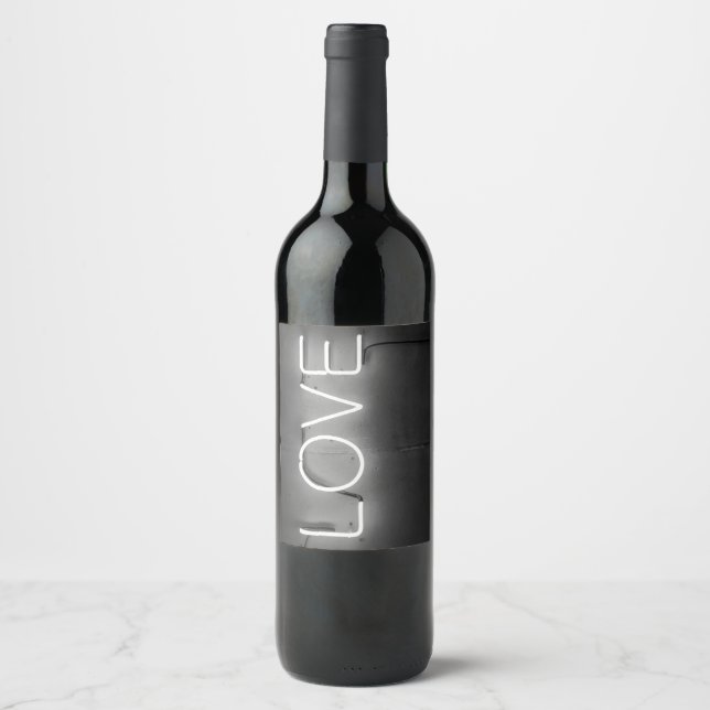 Love Inspired Modern Neon Sign in Black and White Wine Label (Front)