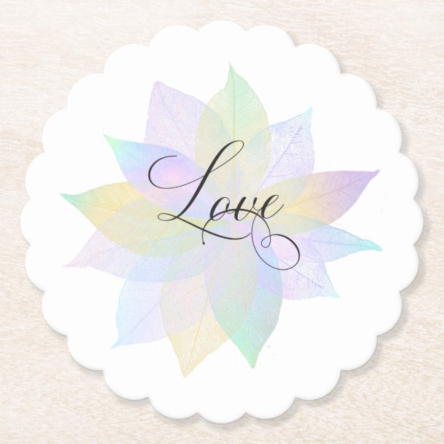 *~*  LOVE INTENTION COASTER EMOTO Pastel Leaves (Front)