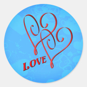 Love Intertwined Red Hearts  Classic Round Sticker