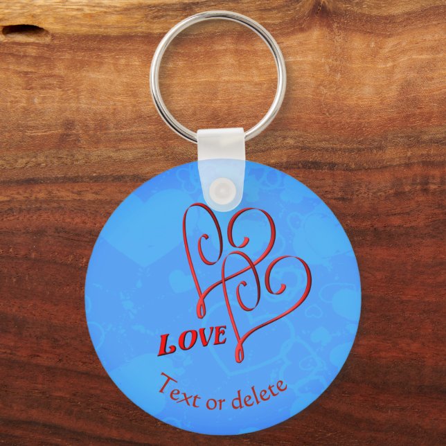 Love Intertwined Red Hearts Personalised Key Ring (Front)