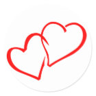 Love Intertwined Red Hearts Wedding Sticker / Seal