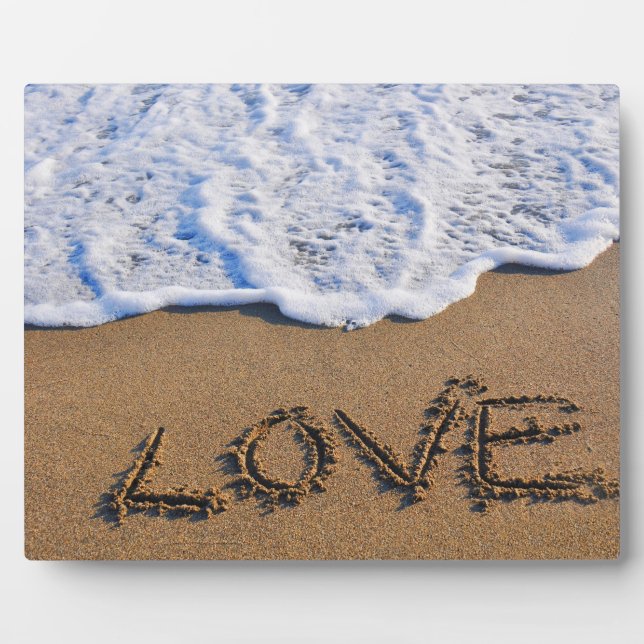 Love into the sand written plaque (Front)