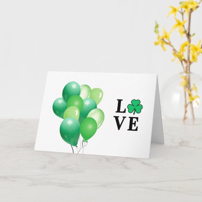 LOVE Ireland Green Balloons All Purpose Blank Card (Yellow Flower)