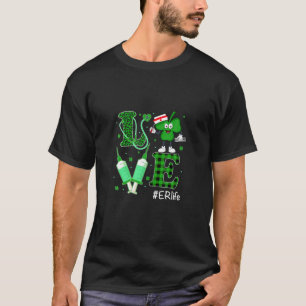 Love Irish ER Nurse Stethoscope Clover St Patrick' T-Shirt