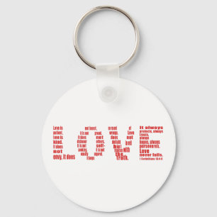 Love is... 1 Corinthians 13:4-8 Bible verse Key Ring
