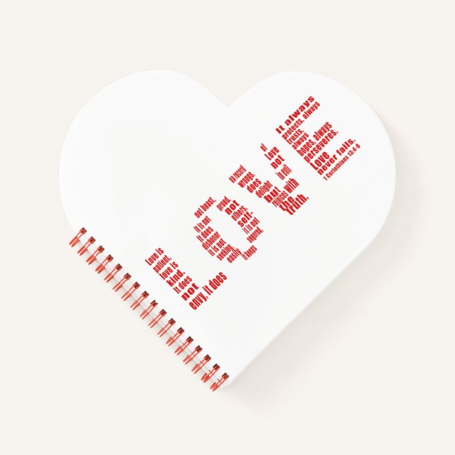Love is... 1 Corinthians 13:4-8 Bible verse Notebook (Front)
