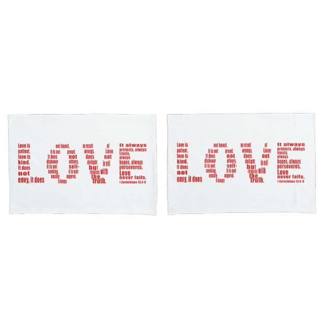 Love is... 1 Corinthians 13:4-8 Bible Verse Pillowcase (Front-Set)