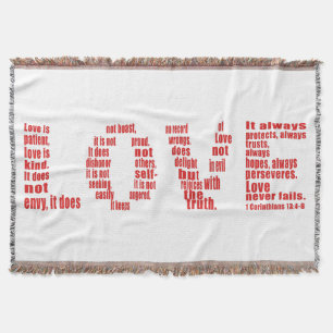 Love is... 1 Corinthians 13:4-8 Bible verse Throw Blanket