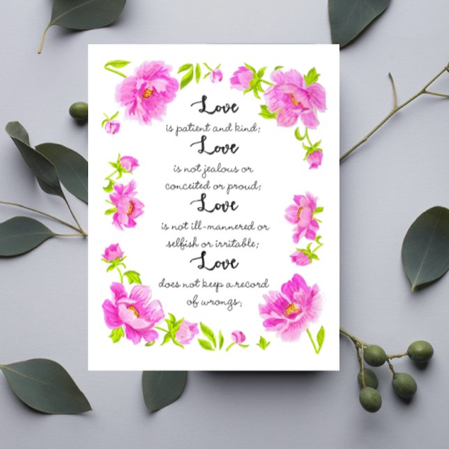 Love Is 1 Corinthians 13 Personalised Valentine's Holiday Card (Creator Uploaded)