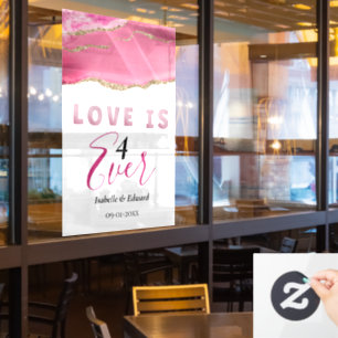 "Love is 4 Ever" Elegant Gold & Pink Agate Stone