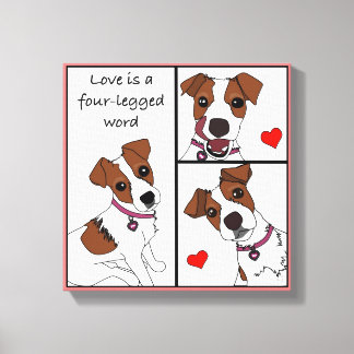 Love is a 4-legged Word, cartoon portrait canvas Print