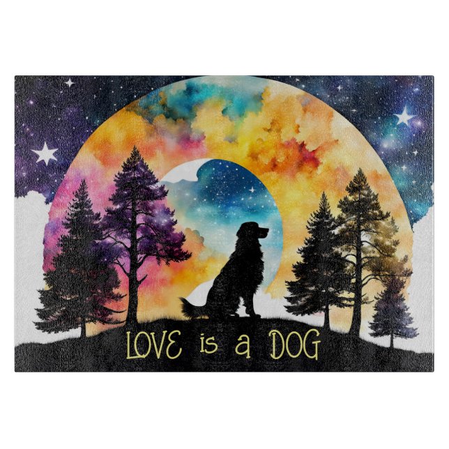 Love is a Dog waiting for you *Personalise* Cutting Board (Front)