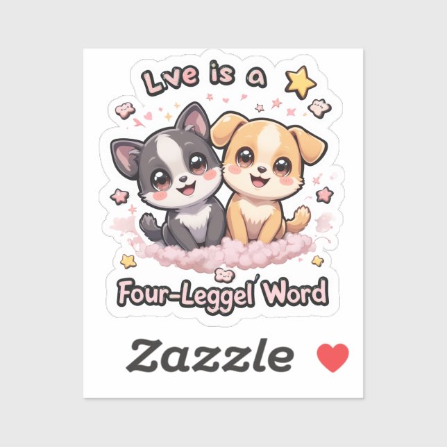 Love Is a Four-Legged Word Cute Puppy Decal Vinyl (Sheet)